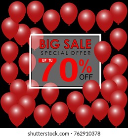 Big Sale, red air balloon, creative template on flat design