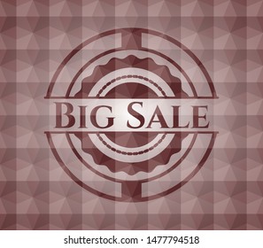 Big Sale red badge with geometric pattern background. Seamless.