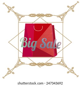 big sale, red bag vintage over color background