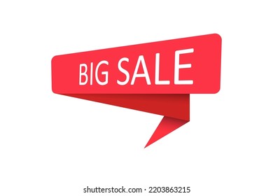 Big sale. A red banner, pointer, sticker, label or speech bubble for apps, websites and creative ideas. Vector design