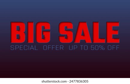 Big sale. Red. Banner template design. Vector illustration. Editable. EPS 10.