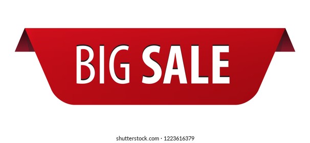 Big Sale red ribbon banner icon isolated on white background. Vector illustration