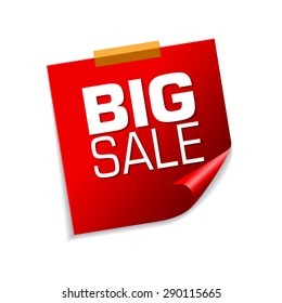 Big Sale Red Sticky Notes Vector Icon Design
