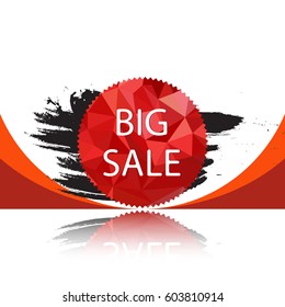 Big sale with reflection and color waves. Symbol. Signboard