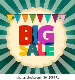 Big Sale Retro Banner with Flags