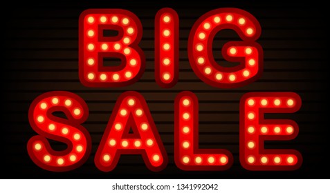 Big sale retro banners with glowing lamps graphic vector