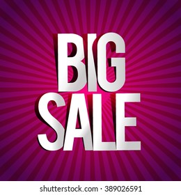 Big sale retro poster paper folding hanging texts design. vector illustration