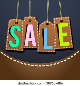 Big sale retro poster paper folding colorful hanging text design. vector illustration