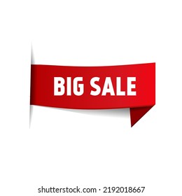 Big sale ribbon banner. Vector illustration isolated on white background.