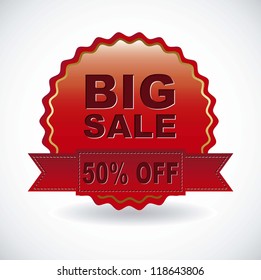 big sale ribbon over white background. vector illustration