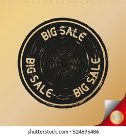 BIG SALE. Rubber Stamp with Black color have porous and rough on gold paper. For make a mark or design your product using a stamp or seal. Easy to change color.