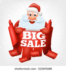 Big sale santa claus christmas card Vector illustration