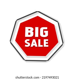 Big sale seal, sticker. Special offer advertising banner template. Flat style vector illustration.