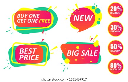 big sale - a set of banners, stickers, labels, logos, icons for sales. New, best price, buy one, get one free, 20 30 50 80 percent discount. black Friday