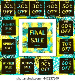 Big sale set on the Creative circles  background - 80's - 90's years design style