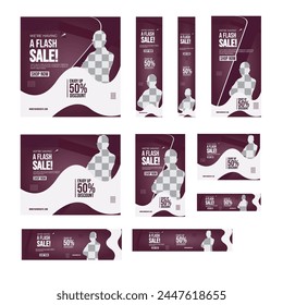 Gran Venta conjunto de Anuncios de Web en tamaños estándar. Juego de Anuncios de Web de tamaño estándar. Super Venta y oferta especial. 50% de descuento. Anuncios de Web