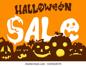 big sale shadow of evil pumpkins and glowing eyes with text
