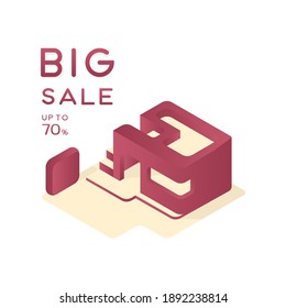 Big sale shop isometric banner templete design for media promotions and social media promo