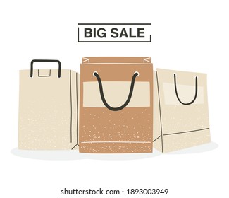 Big sale with shopping bags design of commerce and market theme Vector illustration