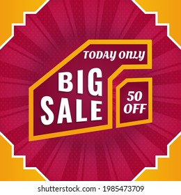 big sale social media banner. maroon orange sales banner design. element marketing or seasonal advertising or campaign