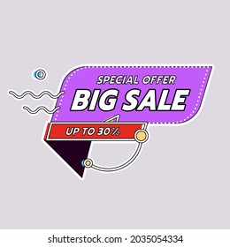 Big sale special up to 30% off. Sticker Offer Badge. Modern flat style vector illustration 1_2