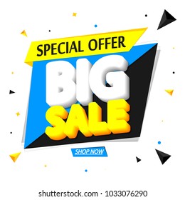 Big Sale, special offer, banner design template, app icon, discount tag, vector illustration 