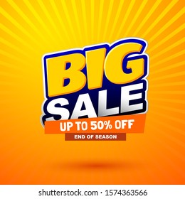 Big sale special offer banner. Bright creative design. Happy and funny style. Can be use for kids product discount.