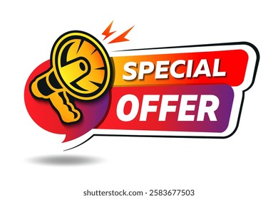 Big sale special offer. Discount label. Modern conceptual design. Special offer icon with megaphone. Best choice, order now, special offer, new big sale banners. Vector illustration.