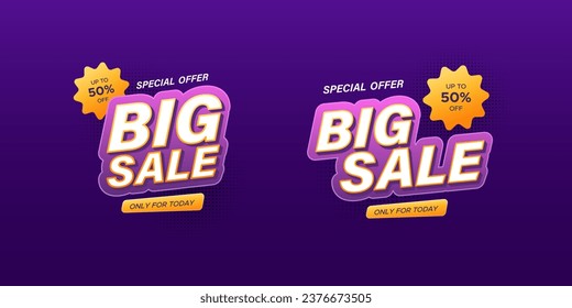 Big sale special offer headline text label badge marketing, promotion program vector design