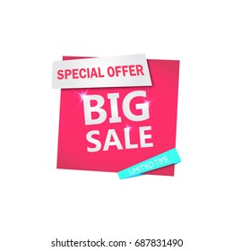 Big Sale Special offer limited time label. Isolated on white.