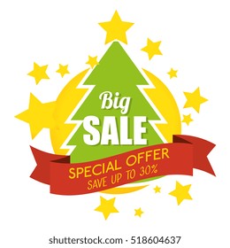 big sale special offer merry christmas tree banner