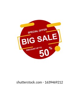 big sale special offer text on red circle with yellow outlined rectangle on it and rounded line and circle around it discount poster design