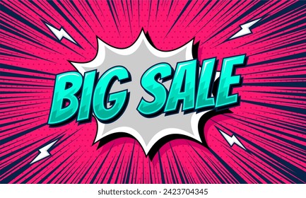 Big sale in speech bubble cartoon style background