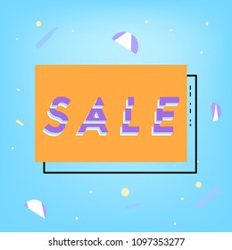 Big Sale square banner. Promotion card for social media posts. Abstract geometric background with frame and sliced text. Template for advertising. Vector illustration.