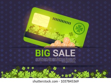 Big Sale For St. Patrick Day Holiday Poster Template Credit Card Discounts Concept Vector Illustration