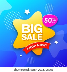 BIG Sale star shape business concept design  blue background, Eps 10 vector illustration