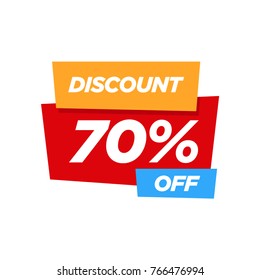 Big sale Super Sale, special offer banner, 70 percent off discount label with red, yellow, and blue color