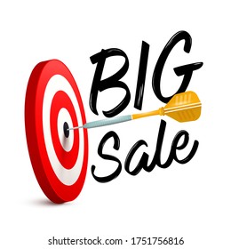 Big Sale Symbol with Dart in Bullseye Target Vector Icon