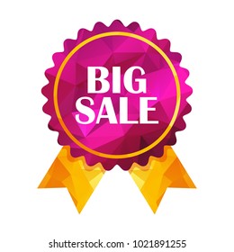 Big sale tag. Abstract triangle red price sticker for discount decoration. Shopping geometric banner.