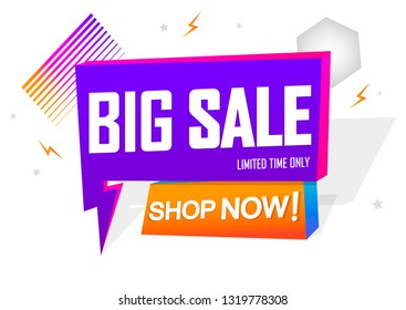 Big Sale, tag design template, flash discount speech bubble banner, app icon, vector illustration