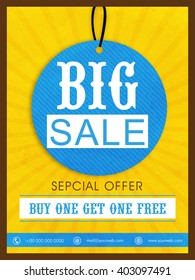 Big Sale Tag, Sale Flyer, Sale Banner, Sale Poster, Special Offer.Vector Illustration.