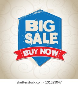 Big sale tag over vintage background vector illustration