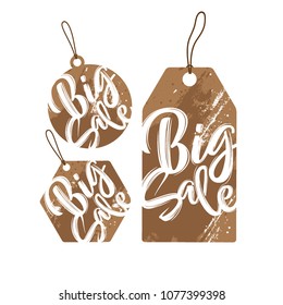 Big Sale Tag, Sticker Design on Grunge Paper Texture Background-Vintage Big Sale Tag Collection