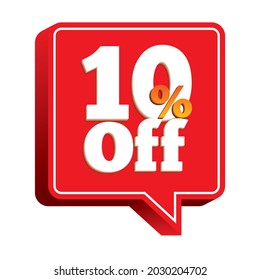 
Big sale tag vector, beautiful and simple, icon, stamp, or Promotion tag 10% OFF 3D embossed colored red square balloon for social media and retail sales on white background.