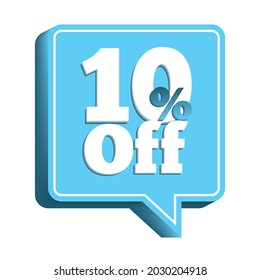 
Big sale tag vector, beautiful and simple, icon, stamp, or Promotion tag 10% OFF 3D embossed colored blue square balloon for social media and retail sales on white background.