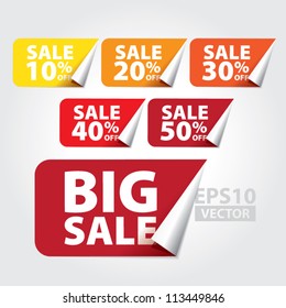 Big Sale tags with Sale 10 - 50% texto em etiquetas quadradas - EPS10 Vector