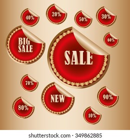 Big Sale tags with Sale up to percent text on circle tags