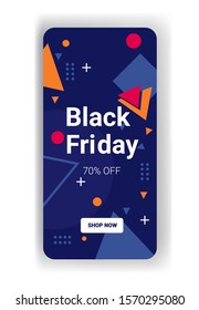 big sale template black friday banner online mobile app special offer promo marketing holiday shopping concept smartphone screen vertical copy space vector illustration