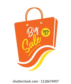 Big Sale Template Design with Shopping Bag 