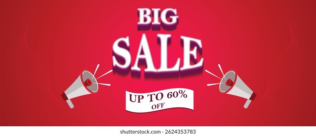 Big sale template with loud speaker, can be used in online selling market flyer, advertising, discount announcement, easily editable flyer, vector art illustration